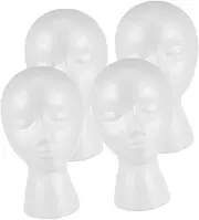 Happyyami 4Pcs Foam Mannequin Head for Wigs Caps Hats and Masks Realistic Display Holder Durable and Reusable Foam Heads for Easy Styling and Storage for Hairpieces