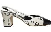 Chanel 23P Mademoisele Coco Sling White Black CC Logo Slingback Sandal Heel 38.5