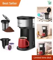 Easy One-Click 2-in-1 Coffee Machine - K-Cup and Ground Coffee Maker, Black