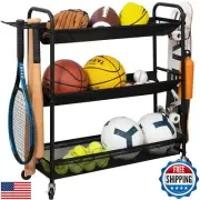 STORAGE MANIAC Basketball Rack 3-Shelf Training Stand Ball Holder Sports Ball