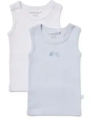 [Marquise] Acorn Singlet 2 Pack in Blue and White