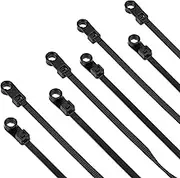 Qianyu 100 PCS Black Zip Ties with Screw Holes Cable Ties Mountable head Zip Tie Heavy Duty Cable Straps Nylon Wire Tie for Indoor Outdoor Use Office Garden Workshop 7.8 Inch
