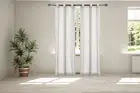Legacy Decor Chiffon Window Sheer Curtains 2 Panels Grommet Top Ivory Color