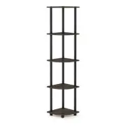 Pemberly Row Turn-N-Tube Wood 5 Tier Corner Display Rack in Brown Grain/Black