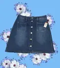 ROUTE 66 Y2K Button Up Denim Blue Jean Skirt STRETCH Retro Women's 8 NWT K-Mart