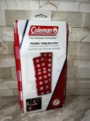 COLEMAN VINYL FINISH PICNIC TABLECLOTH CAMPING RED CHECKERED 54 X 84