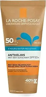 La Roche-Posay Sunscreen Lotion Wet Skin SPF 50+ 200ml, 4 Hours Water Resistant, Non-Sticky, Non-Greasy, UVA + UVB Broad Spectrum Very High Protection, Body & Face Sun Cream, Anthelios
