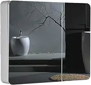 Wardrobes Mirror Cabinet Double Door Illuminated Mirror Cabinet Solid Wood Wall-Mounted Locker (Silver 70 * 14 * 65cm)