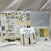 Echo Park Bee Happy Collection 12x12 Cardstock 6x6 Paper Pad Sticker Sheet 3 Pcs