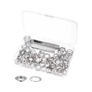 Grommet Kit 50 Set 14mmx22mm Dia Copper Grommets Eyelets with Tools, Silver Tone