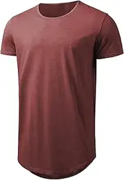 [Athlemon] Big and Tall Mens Tshirts Longline Extra Long Shirts Hipster Reflective Line Scallop Tees Shirts Tops