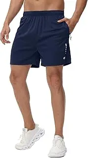 [Tyhengta] Men's 5" Running Shorts with Zipper Pockets Athletic Workout Gym Quick Dry Mesh Tennis Shorts