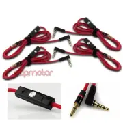 4X 4FT 3.5MM AUX REPLACEMENT CABLE RED W/CONTROL TALK IPHONE 5 4S 4 IPOD CLASSIC