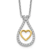 14k Two-Tone Gold Real Diamond Heart Pendant
