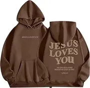 [POPIER] Loves You Hoodie Christian Faith Sweatshirt Jesus Faith Over Fear hoodie Christian Religious Sayings Pullover Sweater