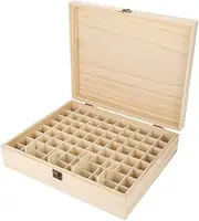 Nutriess Natrual Single Layer Wooden Large Essential Oil Storage Box Organizer 74 Bottles Long Lasting Polished Container for Home Use and Special Occasions