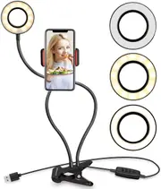 BOOC Selfie Ring Light with Flexible Mobile Phone Holder Bracket Lazy Desk (Desk-CLIP-BC)