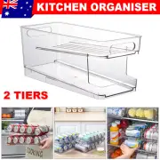 2 Tiers Fridge Organizer Drink Holder Can Rack For Refrigerator Kitchen Storage