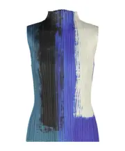 pleated paint-effect top 3,5 blue