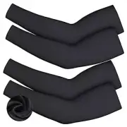4 Pieces Thermal Arm Warmer Compression Arm Sleeve for Men Women Small Black