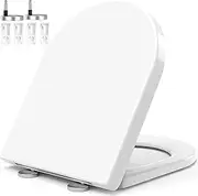 Toilet Seat, MUJIUSHI Soft Close Toilet Seats with Quick Release for Easy Clean, Toilet Seat White with Dual Fixing Stainless Adjustable Hinges, Simple Top Fixing, Standard D/U Shape Toilet Seats