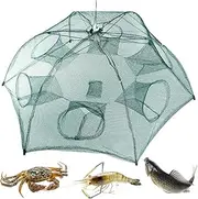 Minnow Net, Fish Trap Nylon Mesh Robust Folded Umbrella-Style Minnow Trap 37x16 Inch Portable Minnow Net for Fish Shrimp Crawfish Crab