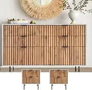 Merryluk Bedroom Sets Chest of 6 Drawers+2 Bedside Tables Bundle Bedroom Storage Bedroom Furniture