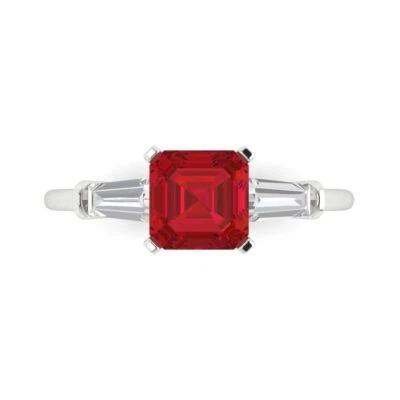 1.62Ct Square Emerald Cut Pink Tourmaline Solid Gold Engagement Promise Ring