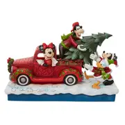 Disney Traditions Jim Shore Mickey & Friends Fab 4 Red Truck and Tree Figurine 6010868