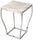 Side Table Modern Contemporary Square Top Glossy White Natural Distressed Gloss
