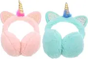 [OATIPHO] Cartoon Hairband Earmuffs Plush Warm Unicorn Earmuffs for Boys and Girls and Girls Random