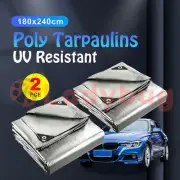 Handy Hardware 2PK Tarpaulin 130gsm Durable Waterproof 1.8m x 2.4m
