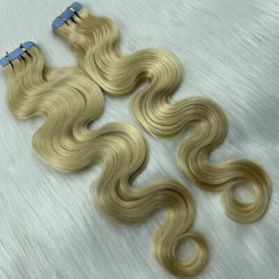 18" 8A Tape In Wavy Curly Hair Remy Human Hair Extensions Thick Skin Weft AUS