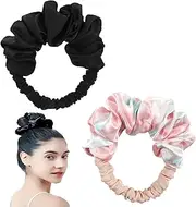 Heat-Free Curlers Pack of 2, Curling Band Without Heat for Sleeping, Sleep Hair Bands for Long Hair, Soft Hair Bobbles for Night Styling, Beige & Black