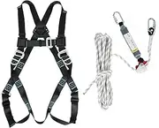 Full Body Climbing Harness, Protective Rock Climbing Harness with Back Lanyard, Adjustable Size Polyester Fiber Rescue Equipment for Outdoor
