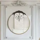 60/80CM Round Baroque Mirror Antique Brass Edge Wall Decorative Mirror Entryway
