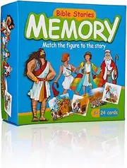 Bible Stories Memory Game - Old Testament Activity Card Game for Kids & Toddlers. Best Known Biblical Stories and Figures in 24 Educational Cards Playset.