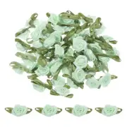 150 Pcs Light Green Mini Roses Bow 15mm Ribbon Roses for Appliques Crafts