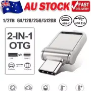 AU 2 In 1 USB 2.0 Type C Flash Drive OTG Memory Stick Pen U Disk For PC Android