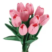 20pcs Tulips Artificial Flowers, Artificial Flowers Fake Tulip Stems Bright Pink