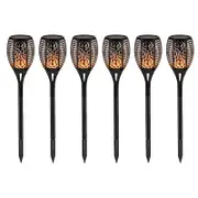3Pcs Hollow Carved Solar Light Flickering Flames Torch Lights Patio Walkway Lamp Outdoor Garden Landscape Decor Light -3pcs