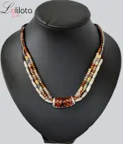 Statement Necklace Lolilota Paris FACET Beads Coral