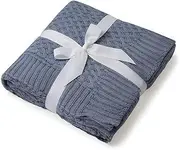 Snuggle Hunny Baby Blanket, Newborn to Toddlers, Organic Cotton Diamond Knit, Perfect Knitted Baby Pram and Stroller Blanket, River