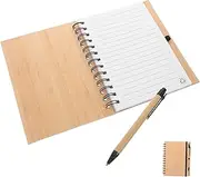 Ipetboom Note Taking Notebook Bamboo Cover Spiral Bound Multi-use for Students Office Workers Creatives
