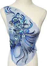 Lace Applique，Embroidered Appliques， 3D Flowers Sequin Tassel Embroidered Appliques Mesh Lace Trims Collar Sew On Patch for Wedding Decoration Dress DIY