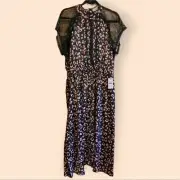 Liquorish (ASOS) Curve SIZE 14 A-line lace detail midi dress in leopard print