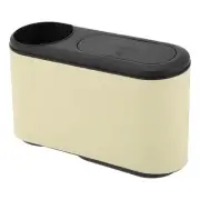 Car Trash Can with Cup Holder Hanging Front Rear Seats Trash Bin Beige 1 Pcs