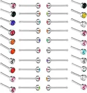 [YUXIANLB] 60 Pcs Cute Nose Rings Studs Stainless Steel Anti Sensitive Real Nose Piercing Jewelry with Dainty Present Box Small Tiny Body Pin Bone Screws Studs for Women Men Colour, no gemstone