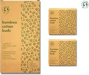 200 Bamboo Cotton Buds | 100% Eco-Friendly Biodegradable | 2x100 Ear Buds Cotton… (200 Count)