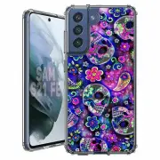 For Samsung Galaxy S20 S21 S23 S24 FE 5g TPU Case+Glass(Galaxy Skulls)